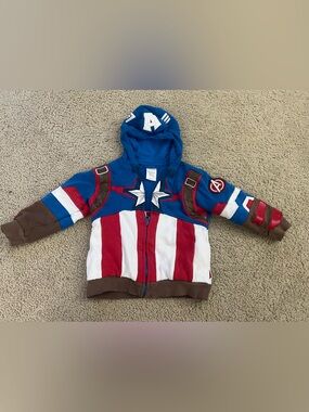 Marvel Captain America Kids Blue Red White Hoodie Jacket